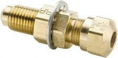 Parker - 1/2" OD, Brass Bulkhead Union - 150 Max Working psi, -40 to 200°F, Comp x Comp Ends - Americas Industrial Supply