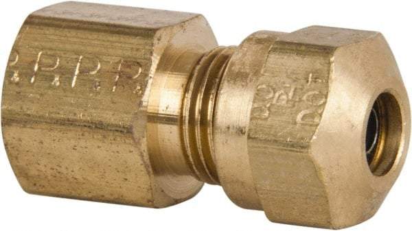 Parker - 1/4" OD, Brass Female Connector - 150 Max Working psi, -40 to 200°F, Comp x FNPT Ends - Americas Industrial Supply