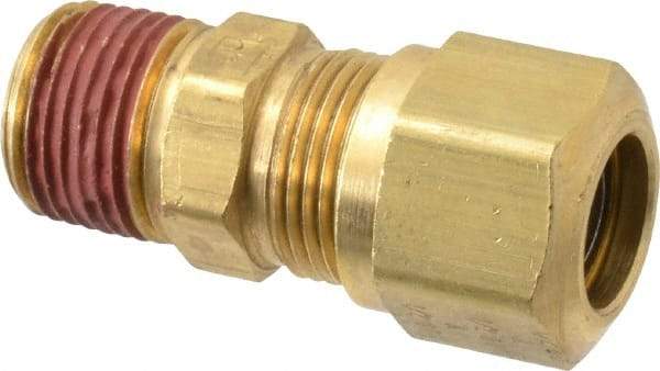 Parker - 1/2" OD, Brass Male Connector - 150 Max Working psi, -40 to 200°F, Comp x MNPT Ends - Americas Industrial Supply