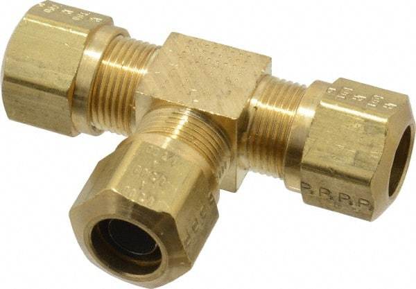 Parker - 1/2" OD, Brass Union Tee - 150 Max Working psi, -40 to 200°F, Comp x Comp x Comp Ends - Americas Industrial Supply