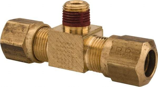 Parker - 3/8" OD, Brass Male Branch Tee - 150 Max Working psi, -40 to 200°F, Comp x Comp x MNPT Ends - Americas Industrial Supply