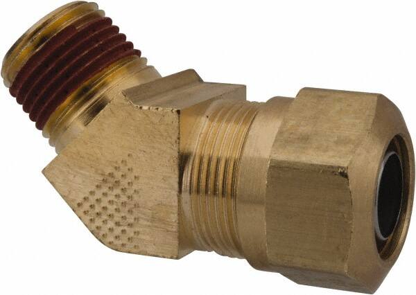 Parker - 3/4" OD, Brass Male 45° Elbow - 150 Max Working psi, -40 to 200°F, Comp x MNPT Ends - Americas Industrial Supply