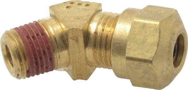 Parker - 1/4" OD, Brass Male 45° Elbow - 150 Max Working psi, -40 to 200°F, Comp x MNPT Ends - Americas Industrial Supply