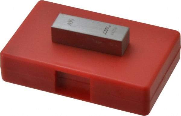 SPI - 0.45" Rectangular Steel Gage Block - Accuracy Grade AS-1, Includes NIST Traceability Certification - Americas Industrial Supply