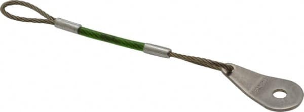 Jergens - 4" Long, Stainless Steel Cable Loop & Tab with Hole End, Quick Release Pin Lanyard - 1/16" Cable Diam, 13/64" Hole Diam, Nylon Cable - Americas Industrial Supply