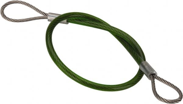 Jergens - 10" Long, Stainless Steel Cable Loop & Loop End, Quick Release Pin Lanyard - 1/16" Cable Diam, Nylon Cable - Americas Industrial Supply