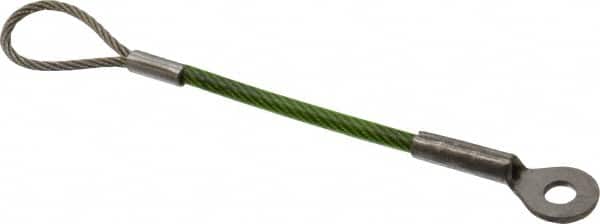 Jergens - 4" Long, Stainless Steel Cable Loop & Eye End, Quick Release Pin Lanyard - 1/16" Cable Diam, 3/16" Hole Diam, Nylon Cable - Americas Industrial Supply