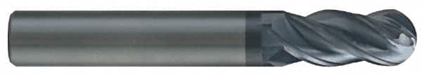 SGS - 0.5512" Diam, 1.024" LOC, 4 Flute Solid Carbide Ball End Mill - AlTiN Finish, Single End, 83mm OAL, 14mm Shank Diam, Spiral Flute - Americas Industrial Supply
