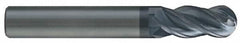 SGS - 0.6299" Diam, 1.26" LOC, 4 Flute Solid Carbide Ball End Mill - AlTiN Finish, Single End, 3-5/8" OAL, 16mm Shank Diam, Spiral Flute - Americas Industrial Supply