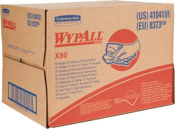 WypAll - X80 Dry Shop Towel/Industrial Wipes - Brag Box/Double Top Box, 16-3/4" x 12-1/2" Sheet Size, Blue - Americas Industrial Supply