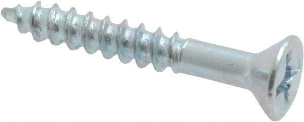 Value Collection - #6, 1" OAL, Phillips Drive, Flat Head Wood Screw - Zinc Plated Steel, Grade 2 - Americas Industrial Supply