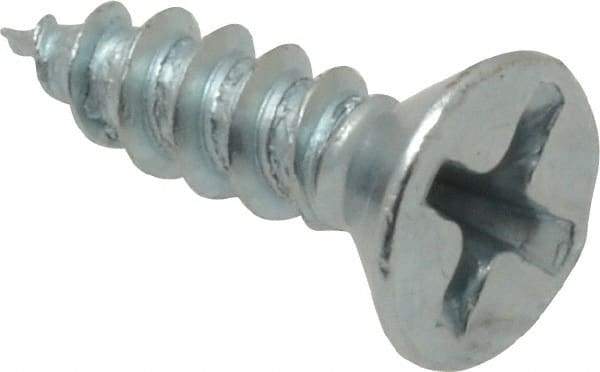 Value Collection - #8, 5/8" OAL, Phillips Drive, Flat Head Wood Screw - Zinc Plated Steel, Grade 2 - Americas Industrial Supply