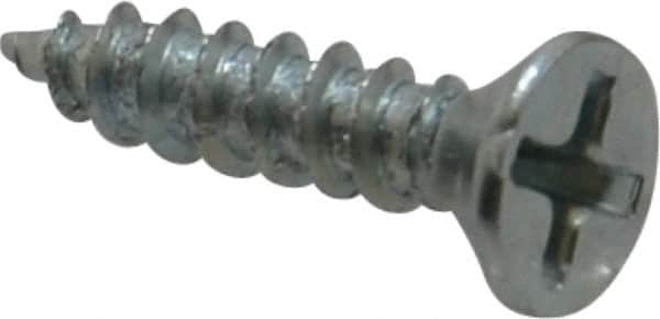 Value Collection - #8, 3/4" OAL, Phillips Drive, Flat Head Wood Screw - Zinc Plated Steel, Grade 2 - Americas Industrial Supply