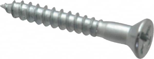 Value Collection - #8, 1-1/4" OAL, Phillips Drive, Flat Head Wood Screw - Zinc Plated Steel, Grade 2 - Americas Industrial Supply