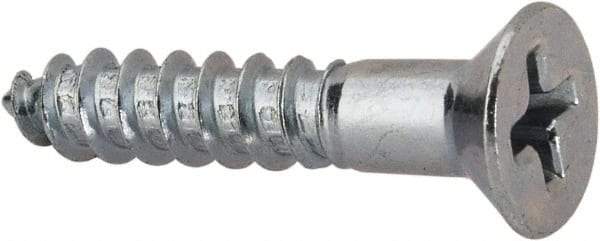 Value Collection - #9, 1" OAL, Phillips Drive, Flat Head Wood Screw - ASME B18.6.1, Zinc Plated Steel, Grade 2 - Americas Industrial Supply