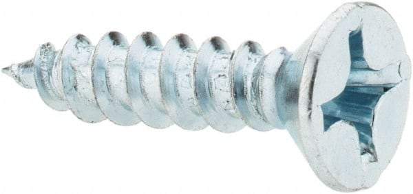 Value Collection - #12, 1" OAL, Phillips Drive, Flat Head Wood Screw - ASME B18.6.1, Zinc Plated Steel, Grade 2 - Americas Industrial Supply