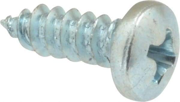 Value Collection - #8 Pan Head Phillips Sheet Metal Screw - Steel, 1/2" Length Under Head, Grade 2 - Americas Industrial Supply