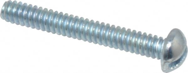 Value Collection - #6-32 UNC, 1" Length Under Head Slotted Drive Machine Screw - Round Head, Grade J82 Steel, Zinc-Plated Finish, Without Washer - Americas Industrial Supply