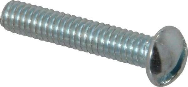 Value Collection - #8-32 UNC, 7/8" Length Under Head Slotted Drive Machine Screw - Round Head, Alloy Steel, Zinc-Plated Finish, Without Washer - Americas Industrial Supply