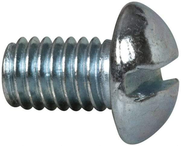 Value Collection - #10-32 UNF, 5/16" Length Under Head Slotted Drive Machine Screw - Round Head, Alloy Steel, Zinc-Plated Finish, Without Washer - Americas Industrial Supply