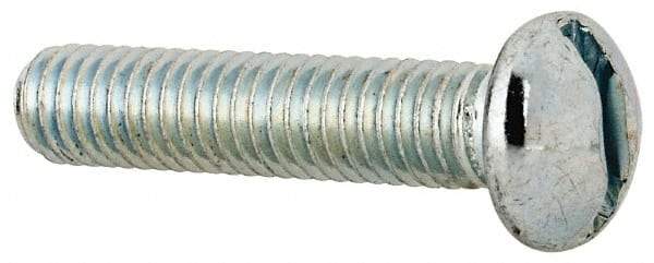 Value Collection - #10-32 UNF, 7/8" Length Under Head Slotted Drive Machine Screw - Round Head, Alloy Steel, Zinc-Plated Finish, Without Washer - Americas Industrial Supply