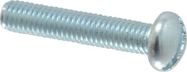 Value Collection - #10-32 UNF, 1" Length Under Head Slotted Drive Machine Screw - Round Head, Alloy Steel, Zinc-Plated Finish, Without Washer - Americas Industrial Supply