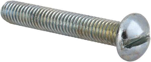 Value Collection - #10-32 UNF, 1-1/4" Length Under Head Slotted Drive Machine Screw - Round Head, Alloy Steel, Zinc-Plated Finish, Without Washer - Americas Industrial Supply
