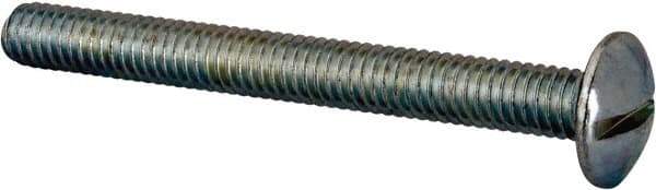 Value Collection - #10-32 UNF, 2-1/4" Length Under Head Slotted Drive Machine Screw - Round Head, Alloy Steel, Zinc-Plated Finish, Without Washer - Americas Industrial Supply
