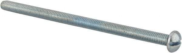 Value Collection - #10-32 UNF, 3-1/2" Length Under Head Slotted Drive Machine Screw - Round Head, Alloy Steel, Zinc-Plated Finish, Without Washer - Americas Industrial Supply