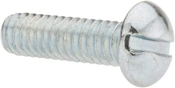 Value Collection - #12-24 UNC, 3/4" Length Under Head Slotted Drive Machine Screw - Round Head, Grade J82 Steel, Zinc-Plated Finish, Without Washer - Americas Industrial Supply
