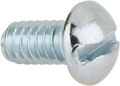 Value Collection - 1/4-20 UNC, 1/2" Length Under Head Slotted Drive Machine Screw - Round Head, Alloy Steel, Zinc-Plated Finish, Without Washer - Americas Industrial Supply