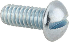 Value Collection - 1/4-20 UNC, 5/8" Length Under Head Slotted Drive Machine Screw - Round Head, Alloy Steel, Zinc-Plated Finish, Without Washer - Americas Industrial Supply