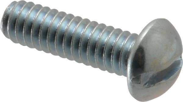 Value Collection - 1/4-20 UNC, 7/8" Length Under Head Slotted Drive Machine Screw - Round Head, Alloy Steel, Zinc-Plated Finish, Without Washer - Americas Industrial Supply