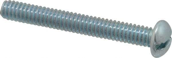 Value Collection - 1/4-20 UNC, 2" Length Under Head Slotted Drive Machine Screw - Round Head, Alloy Steel, Zinc-Plated Finish, Without Washer - Americas Industrial Supply