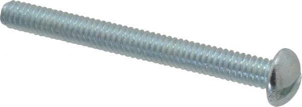 Value Collection - 1/4-20 UNC, 2-1/2" Length Under Head Slotted Drive Machine Screw - Round Head, Alloy Steel, Zinc-Plated Finish, Without Washer - Americas Industrial Supply