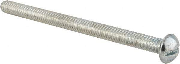 Value Collection - 1/4-20 UNC, 3-1/2" Length Under Head Slotted Drive Machine Screw - Round Head, Alloy Steel, Zinc-Plated Finish, Without Washer - Americas Industrial Supply