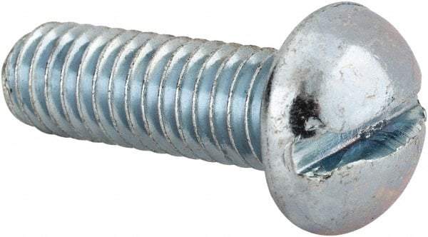 Value Collection - 5/16-18 UNC, 1" Length Under Head Slotted Drive Machine Screw - Round Head, Alloy Steel, Zinc-Plated Finish, Without Washer - Americas Industrial Supply