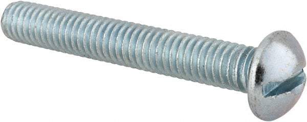 Value Collection - 5/16-18 UNC, 2-1/4" Length Under Head Slotted Drive Machine Screw - Round Head, Alloy Steel, Zinc-Plated Finish, Without Washer - Americas Industrial Supply