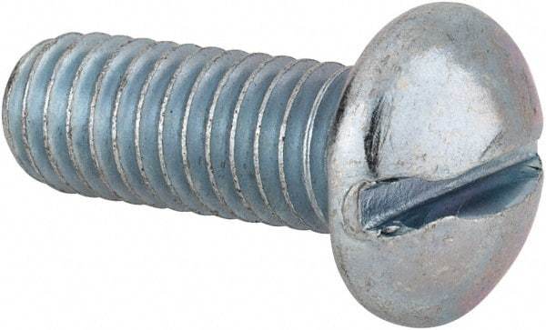 Value Collection - 3/8-16 UNC, 1" Length Under Head Slotted Drive Machine Screw - Round Head, Alloy Steel, Zinc-Plated Finish, Without Washer - Americas Industrial Supply