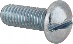 Value Collection - 3/8-16 UNC, 1" Length Under Head Slotted Drive Machine Screw - Round Head, Alloy Steel, Zinc-Plated Finish, Without Washer - Americas Industrial Supply