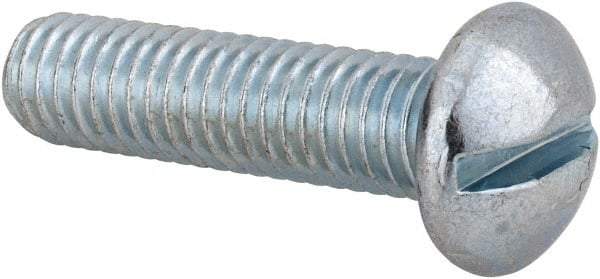 Value Collection - 3/8-16 UNC, 1-1/2" Length Under Head Slotted Drive Machine Screw - Round Head, Alloy Steel, Zinc-Plated Finish, Without Washer - Americas Industrial Supply