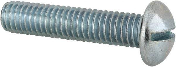 Value Collection - 3/8-16 UNC, 1-3/4" Length Under Head Slotted Drive Machine Screw - Round Head, Alloy Steel, Zinc-Plated Finish, Without Washer - Americas Industrial Supply