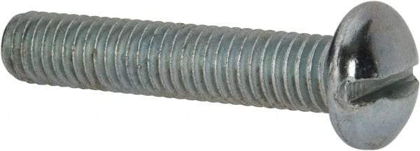 Value Collection - 3/8-16 UNC, 2" Length Under Head Slotted Drive Machine Screw - Round Head, Alloy Steel, Zinc-Plated Finish, Without Washer - Americas Industrial Supply