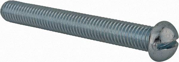 Value Collection - 1/2-13 UNC, 4" Length Under Head Slotted Drive Machine Screw - Round Head, Grade J82 Steel, Zinc-Plated Finish, Without Washer - Americas Industrial Supply