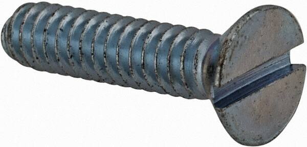 Value Collection - #6-32 UNC, 5/8" OAL Slotted Drive Machine Screw - Flat Head, Grade J82 Steel, Zinc-Plated Finish, Without Washer - Americas Industrial Supply