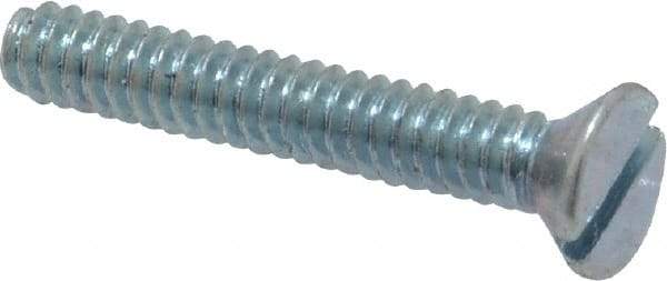 Value Collection - #6-32 UNC, 7/8" OAL Slotted Drive Machine Screw - Flat Head, Grade 2 Steel, Zinc-Plated Finish, Without Washer - Americas Industrial Supply