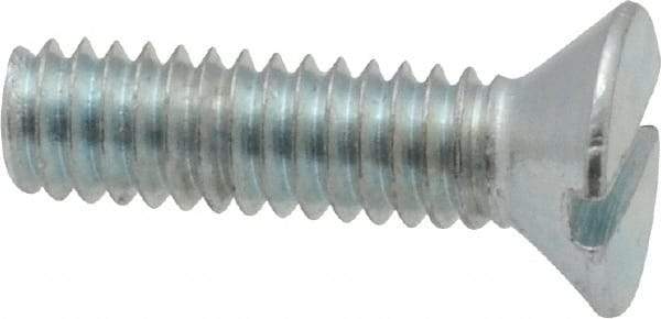 Value Collection - #8-32 UNC, 5/8" OAL Slotted Drive Machine Screw - Flat Head, Grade 2 Steel, Zinc-Plated Finish, Without Washer - Americas Industrial Supply