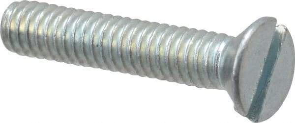 Value Collection - #8-32 UNC, 7/8" OAL Slotted Drive Machine Screw - Flat Head, Grade 2 Steel, Zinc-Plated Finish, Without Washer - Americas Industrial Supply