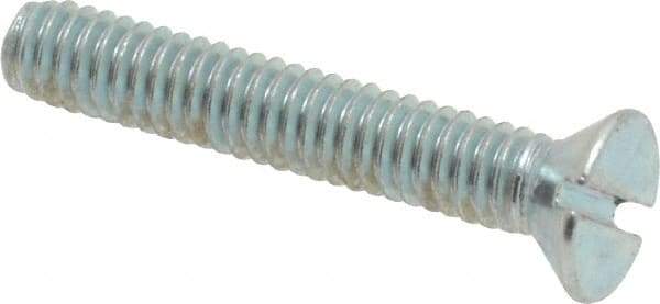 Value Collection - #8-32 UNC, 1" OAL Slotted Drive Machine Screw - Flat Head, Grade 2 Steel, Zinc-Plated Finish, Without Washer - Americas Industrial Supply