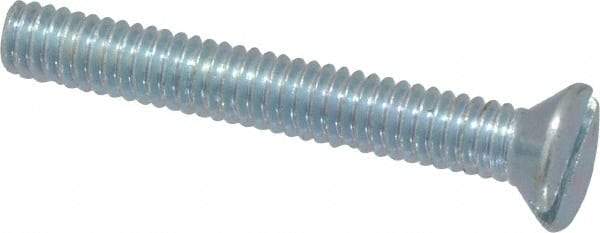 Value Collection - #8-32 UNC, 1-1/4" OAL Slotted Drive Machine Screw - Flat Head, Grade 2 Steel, Zinc-Plated Finish, Without Washer - Americas Industrial Supply